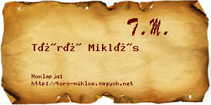 Törő Miklós névjegykártya